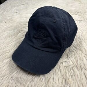 Nike Club Women's OS All Black Unstructured Futura Wash Cap Baseball Hat Cotton